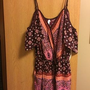 Off the Shoulder Maroon Romper